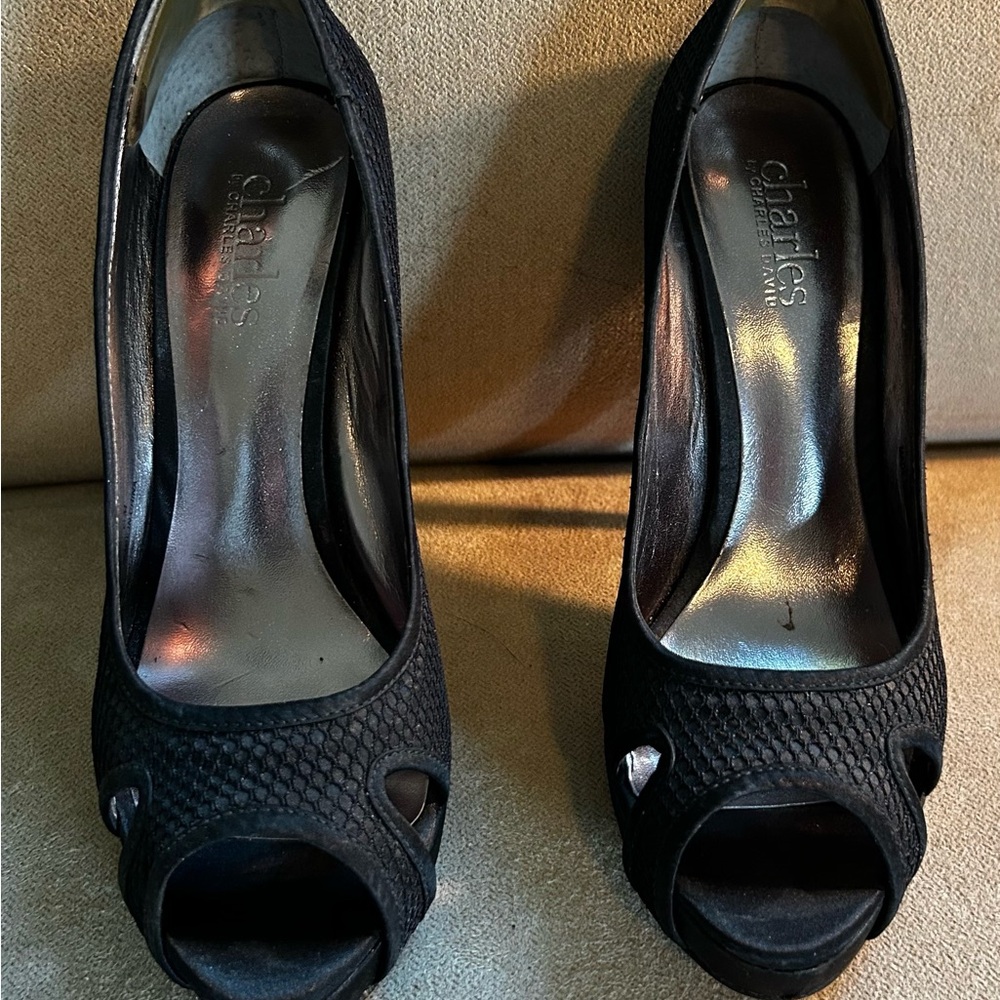 Charles David Black Peep Toe Heels